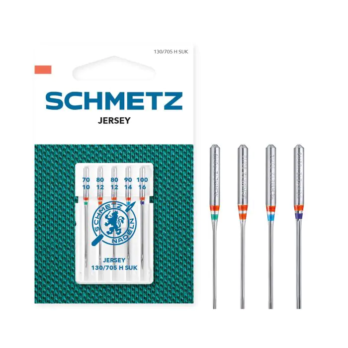 Schmetz Adata 130/705 H SUK 70-80-90-100 Jersey 5gab. Schmetz Adata 130/705 H SUK 70-80-90-100 Jersey 5gab.