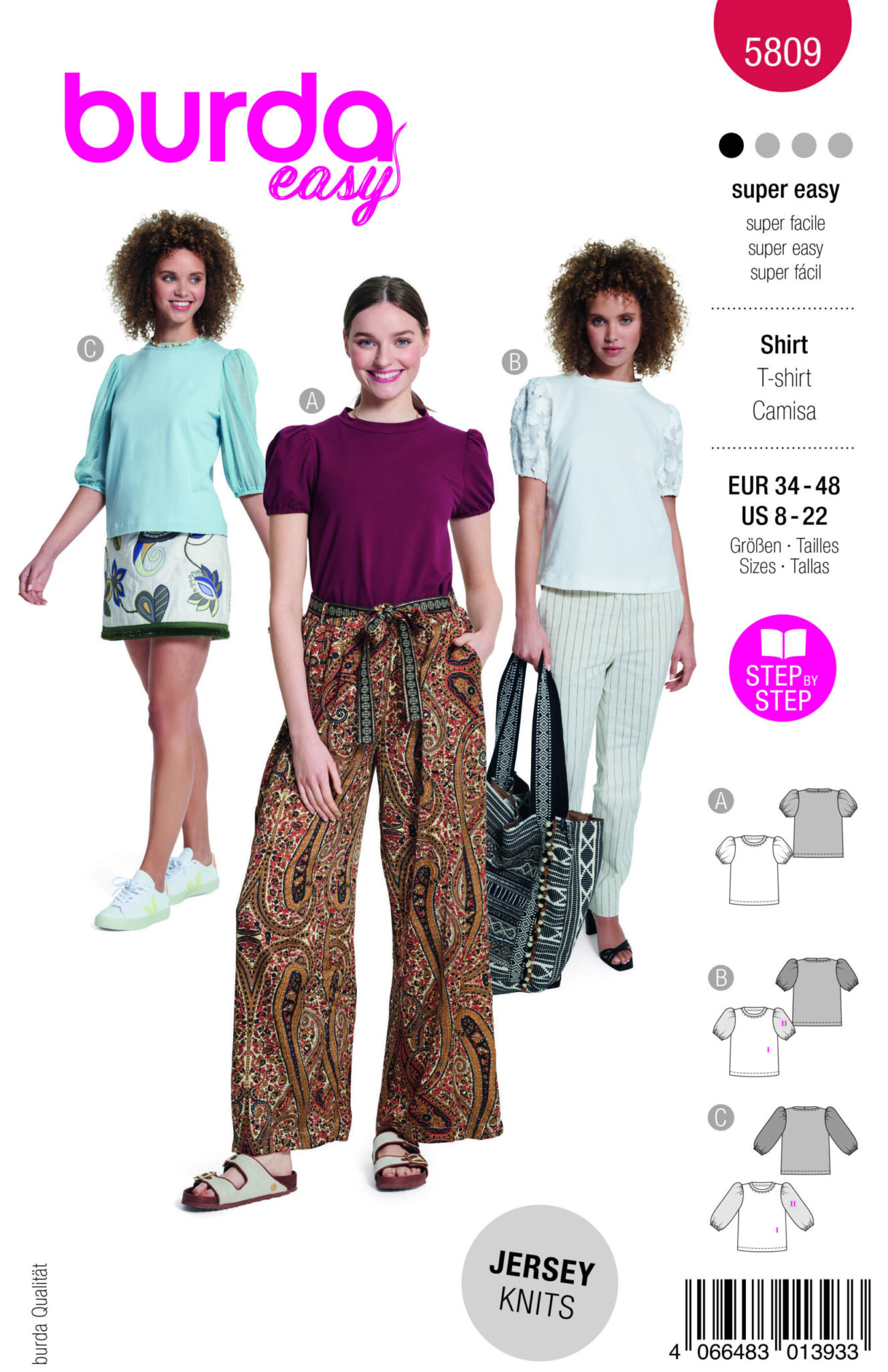 Piegrieztne T-kreklam Burda easy 5809 Piegrieztne T-kreklam Burda easy 5809