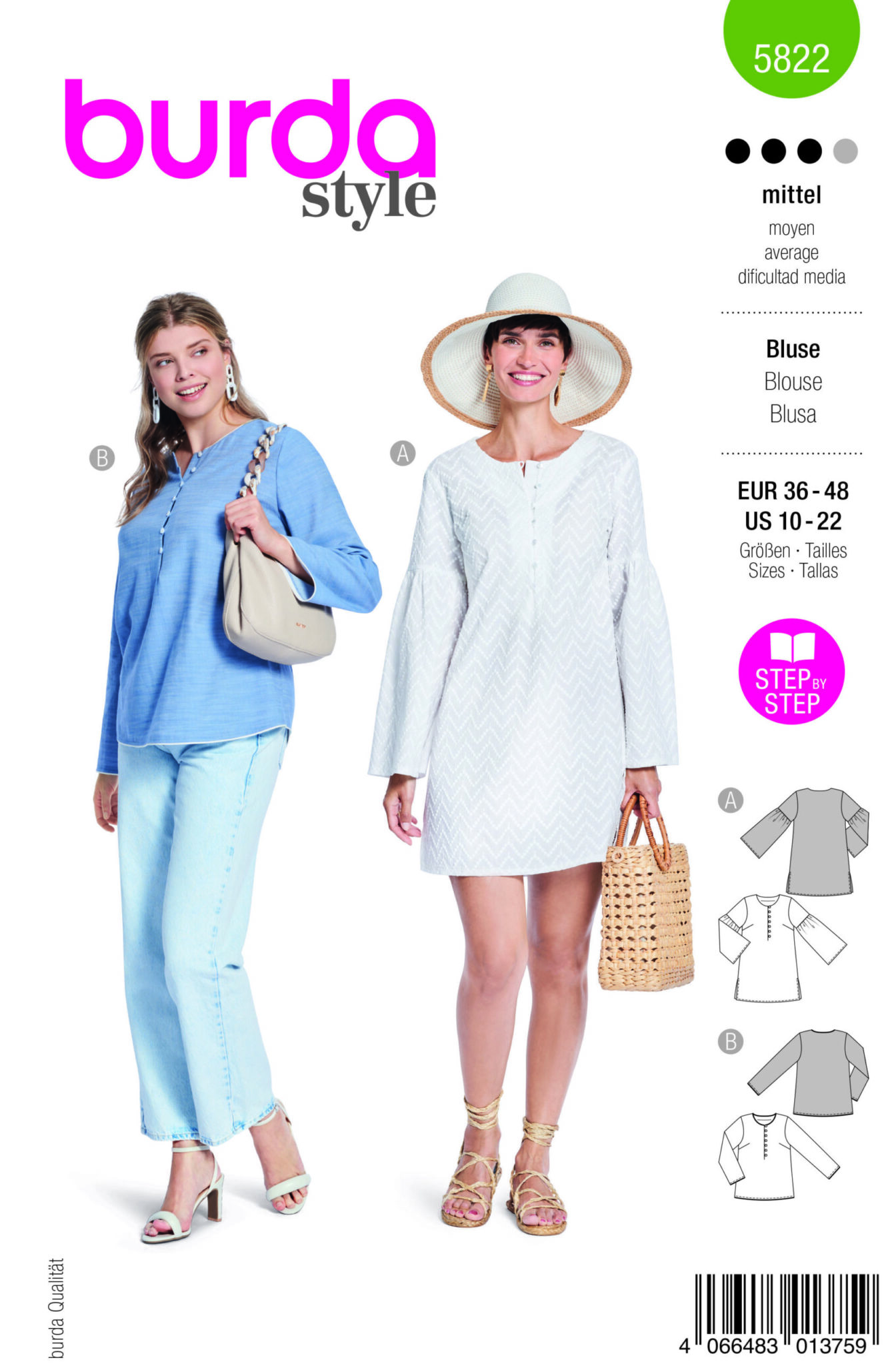 Piegrieztne blūzēm Burda style 5822 Piegrieztne blūzēm Burda style 5822