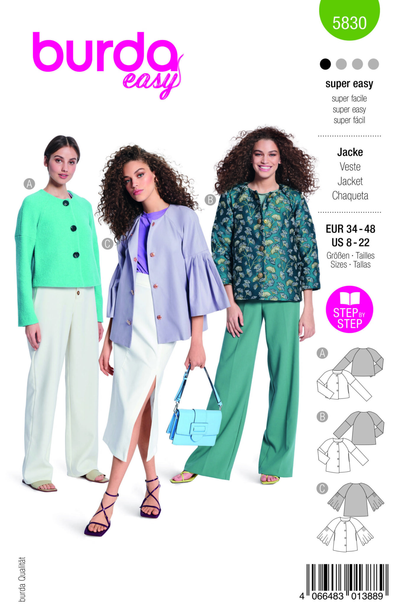 Piegrieztne jakām Burda easy 5830 Piegrieztne jakām Burda easy 5830