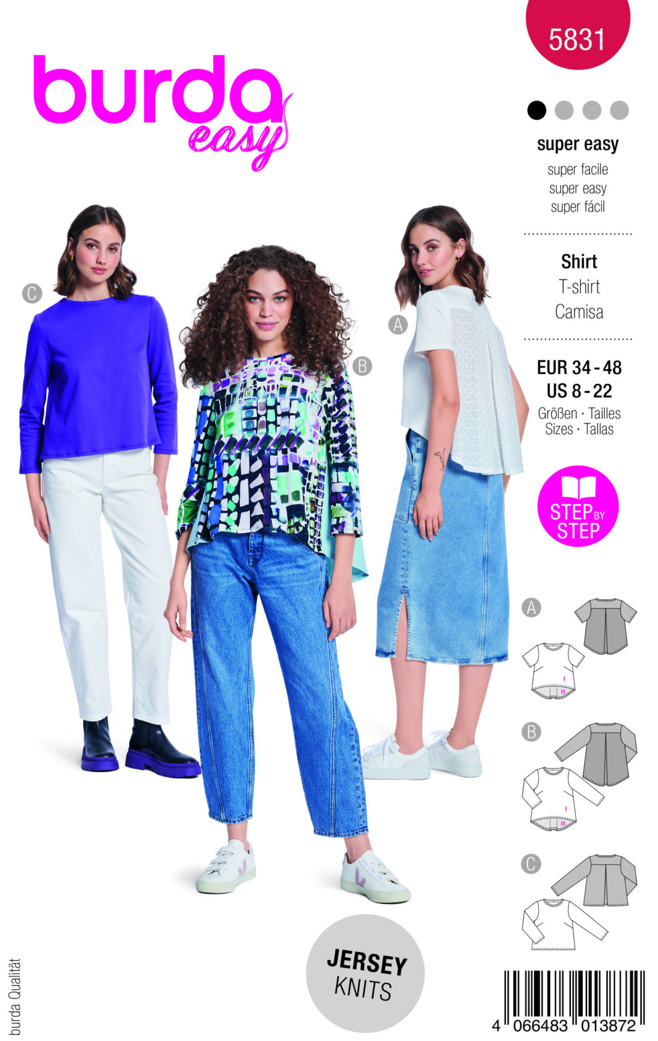 Piegrieztne t-krekliem Burda easy 5831 Piegrieztne t-krekliem Burda easy 5831