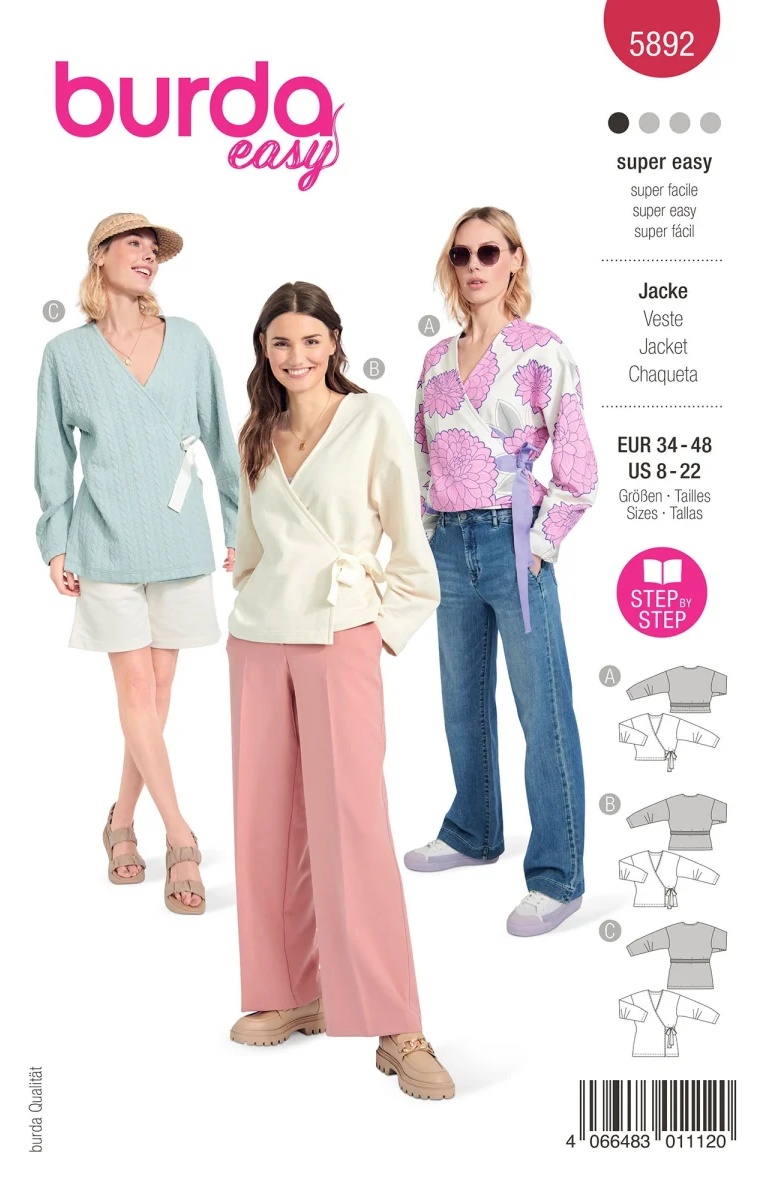 Piegrieztne jakām Burda style 5892 Piegrieztne jakām Burda style 5892