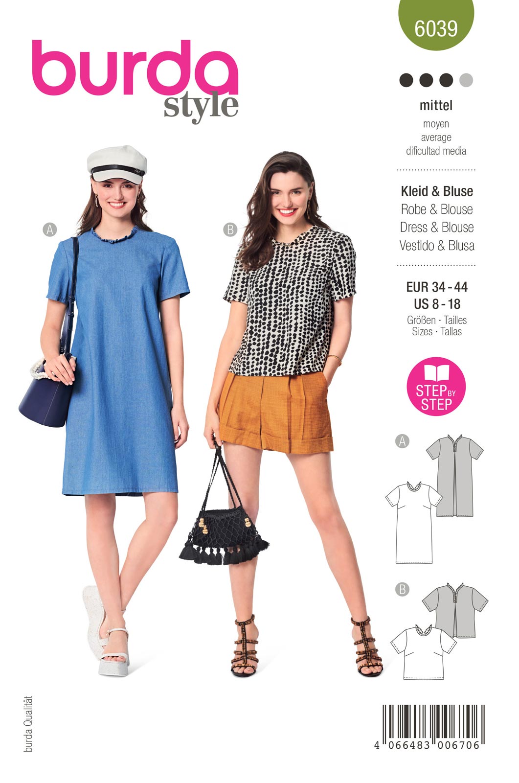 Piegrieztne kleitai un blūzei Burda style 6039 Piegrieztne kleitai un blūzei Burda style 6039