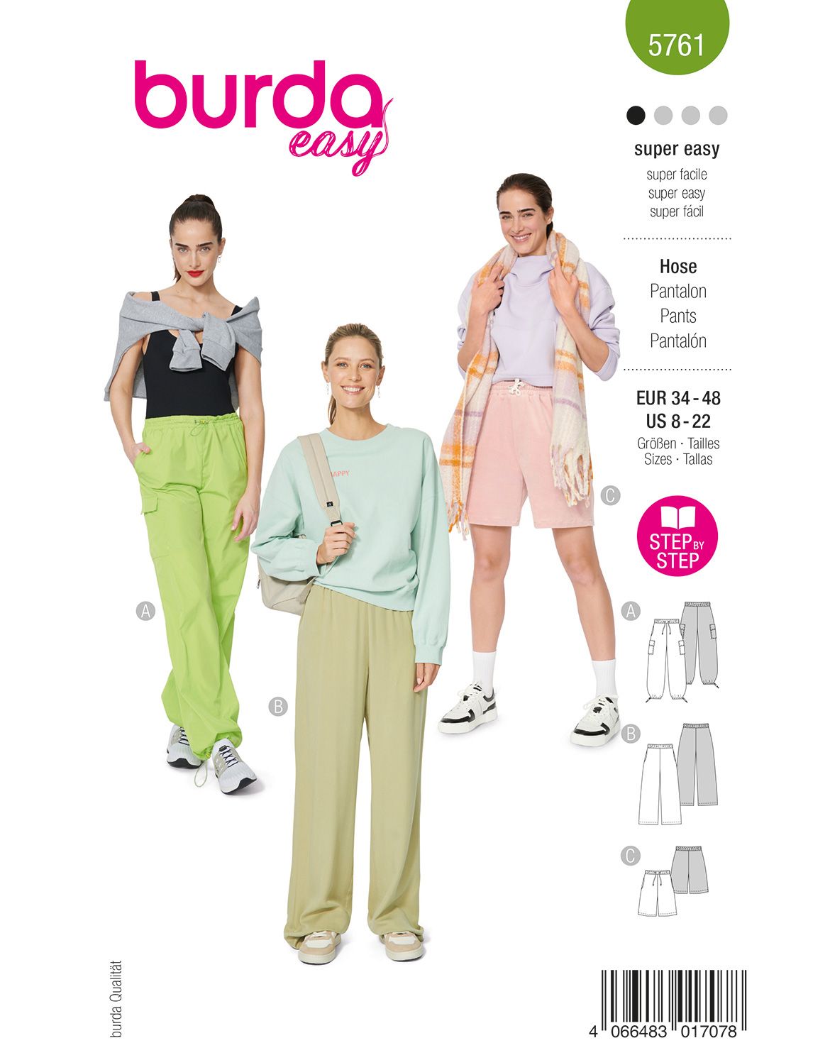 Piegrieztne biksēm Burda easy 5761 Piegrieztne biksēm Burda easy 5761