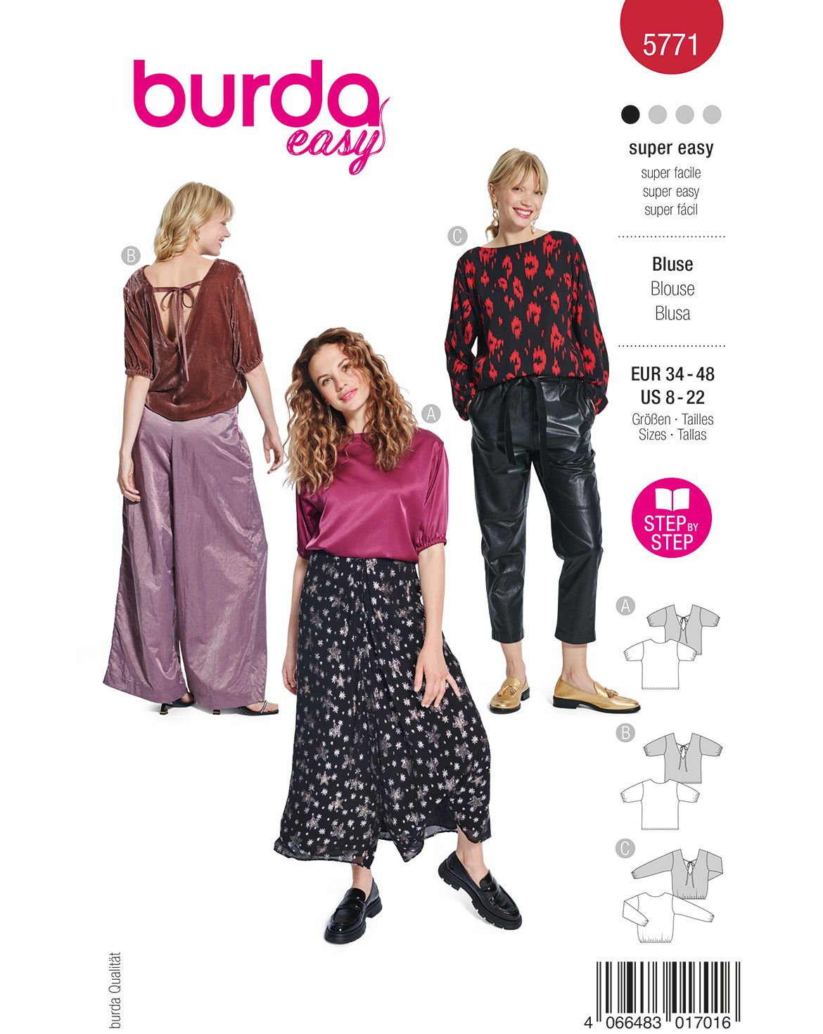 Piegrieztne blūzēm Burda easy 5771 Piegrieztne blūzēm Burda easy 5771