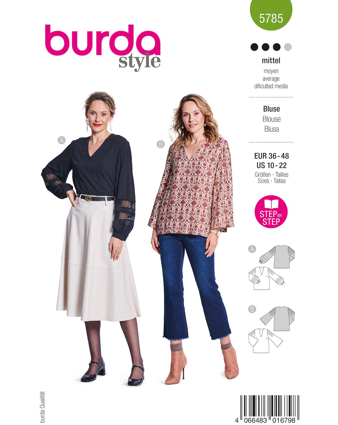 Piegrieztne blūzei Burda style 5785 Piegrieztne blūzei Burda style 5785