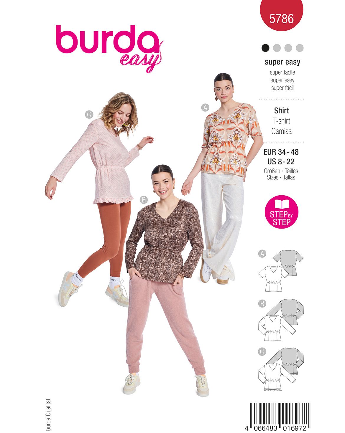 Piegrieztne t-kreklam Burda easy 5786 Piegrieztne t-kreklam Burda easy 5786