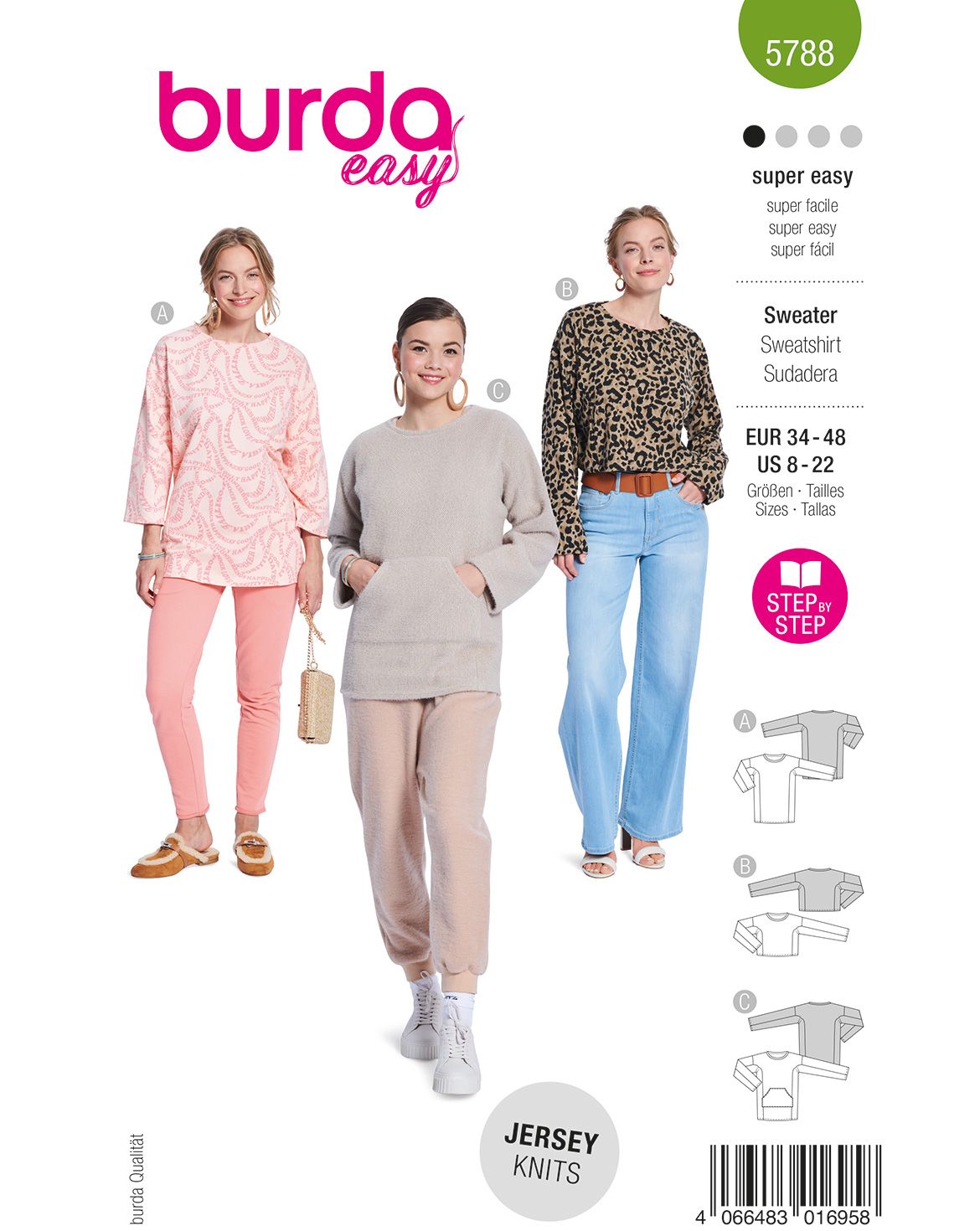 Piegrieztne džemperiem Burda easy 5788 Piegrieztne džemperiem Burda easy 5788