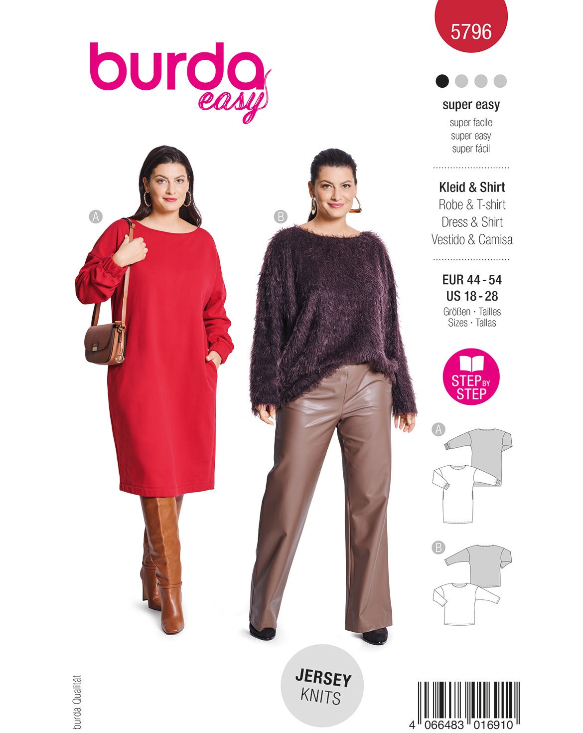 Piegrieztne kleitai ar kabatām un džemperim Burda easy 5796 Piegrieztne kleitai ar kabatām un džemperim Burda easy 5796