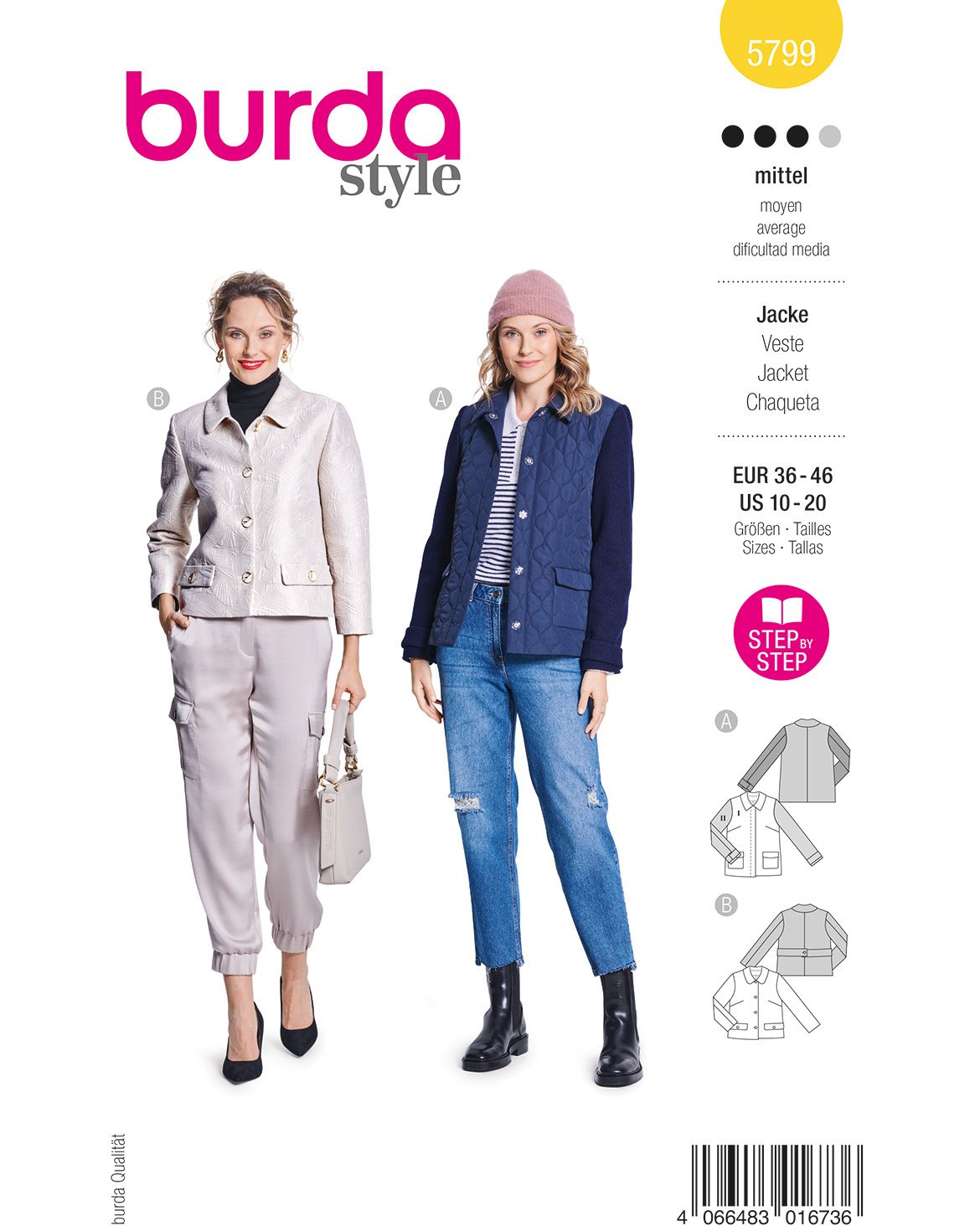 Piegrieztne jakai Burda style 5799 Piegrieztne jakai Burda style 5799