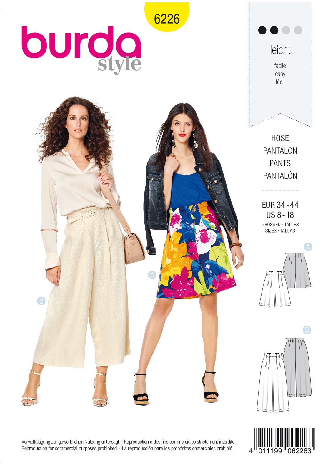 Piegrieztne biksēm Burda style 6226 Piegrieztne biksēm Burda style 6226