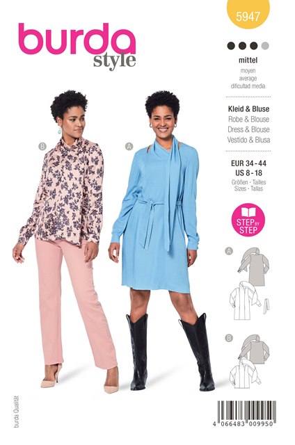 Piegrieztne kleitai un blūzei Burda style 5947 Piegrieztne kleitai un blūzei Burda style 5947