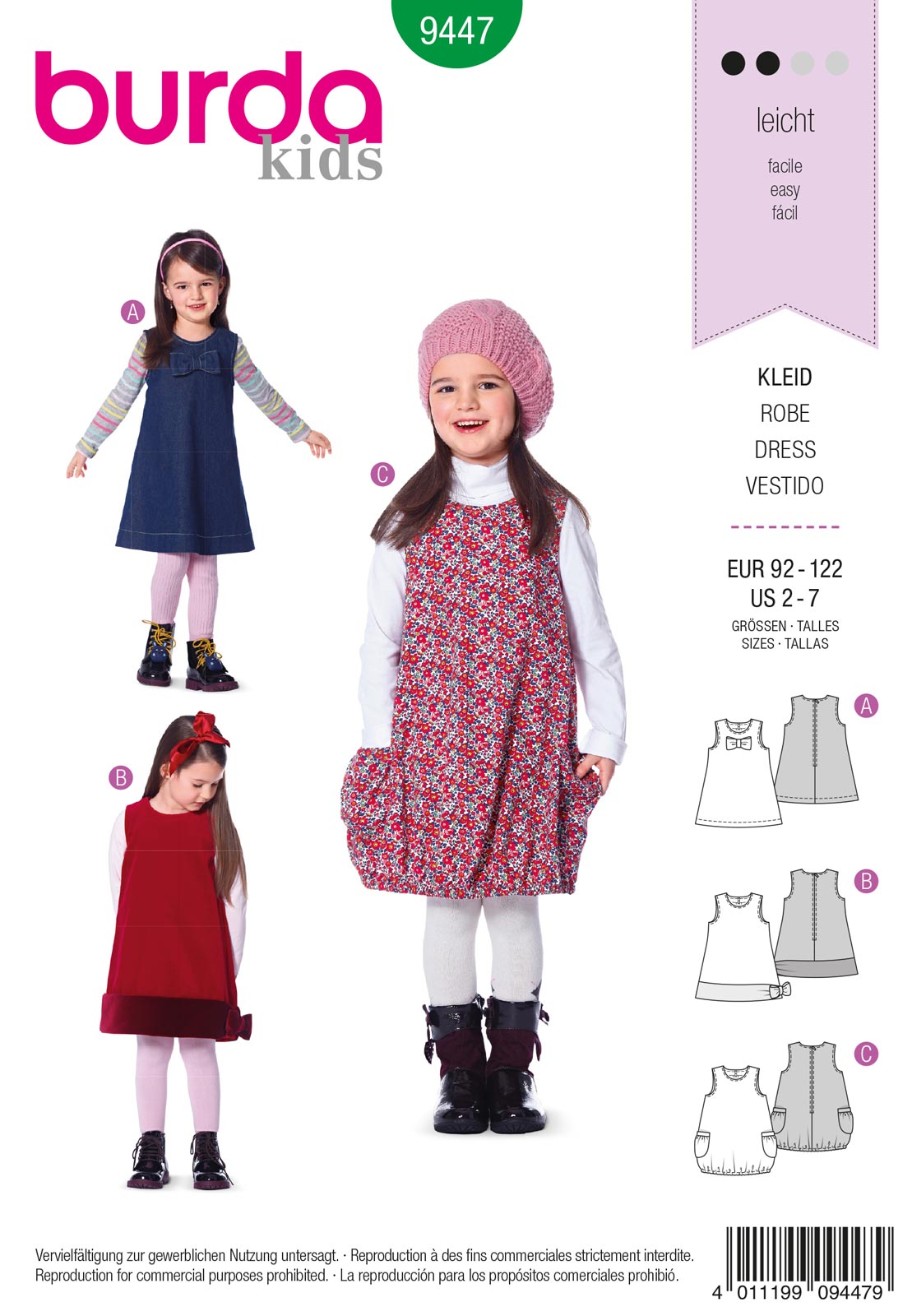 Piegrieztne kleitām Burda kids 9447 Piegrieztne kleitām Burda kids 9447