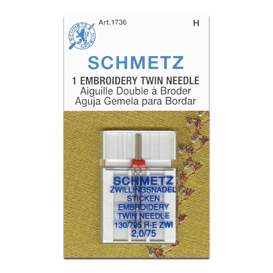 Schmetz Adata 130/705 H-E ZWI 3.0/75 Embroidery Twin 1gab. Schmetz Adata 130/705 H-E ZWI 3.0/75 Embroidery Twin 1gab.