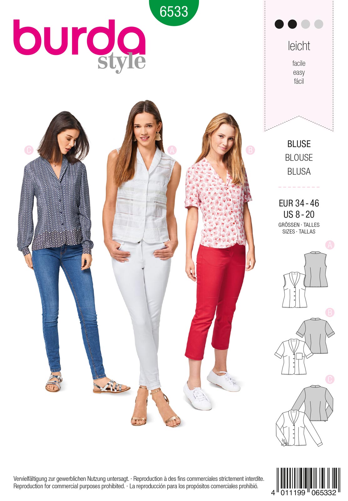 Piegrieztne blūzei Burda style 6533 Piegrieztne blūzei Burda style 6533