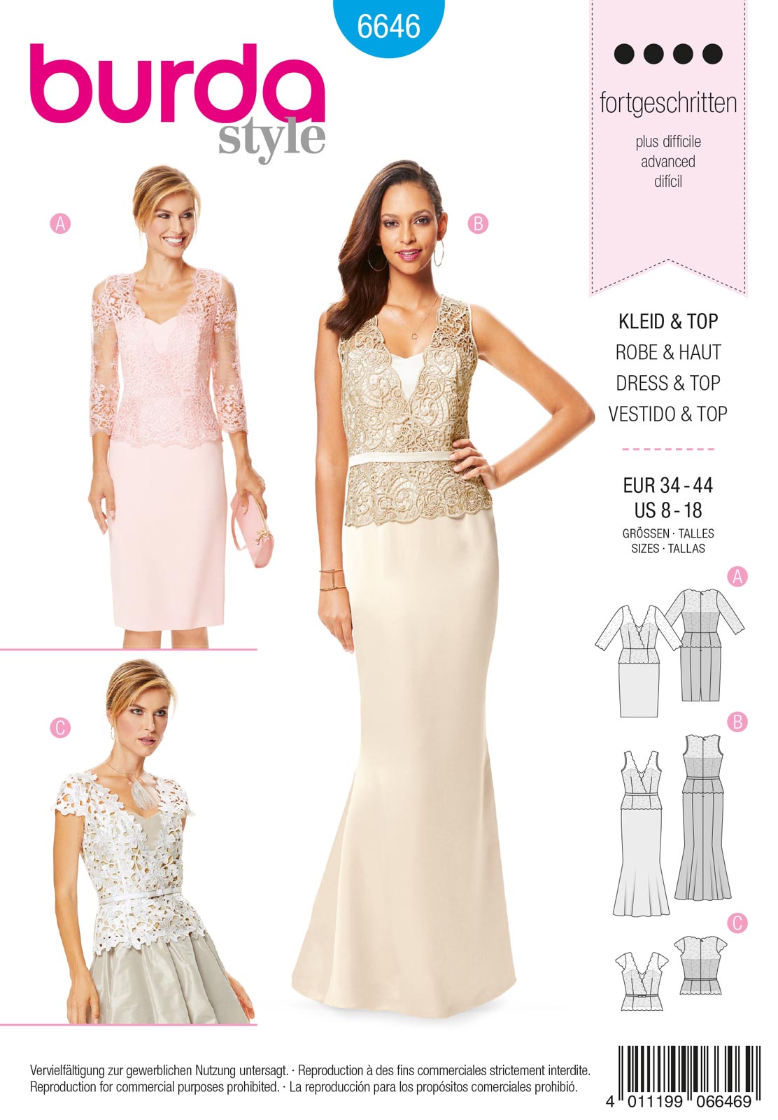 Piegrieztne kleitām Burda style 6646 Piegrieztne kleitām Burda style 6646