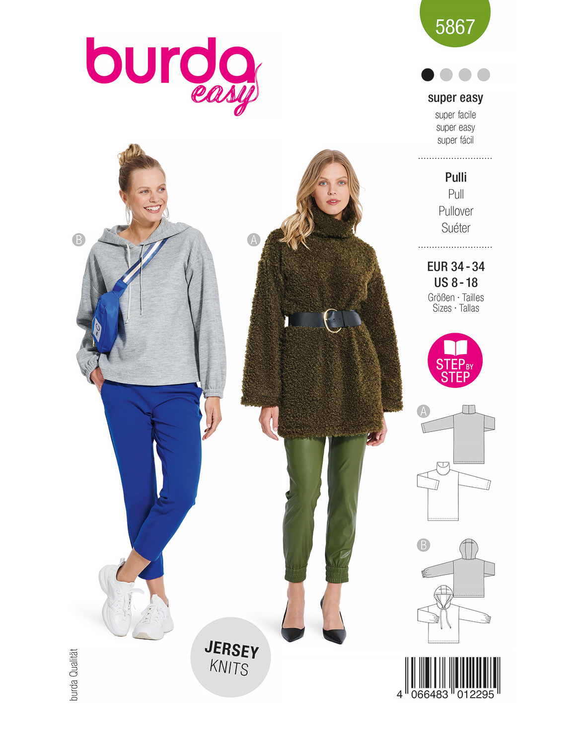 Piegrieztne hūdijam un jakai Burda easy 5867 Piegrieztne hūdijam un jakai Burda easy 5867