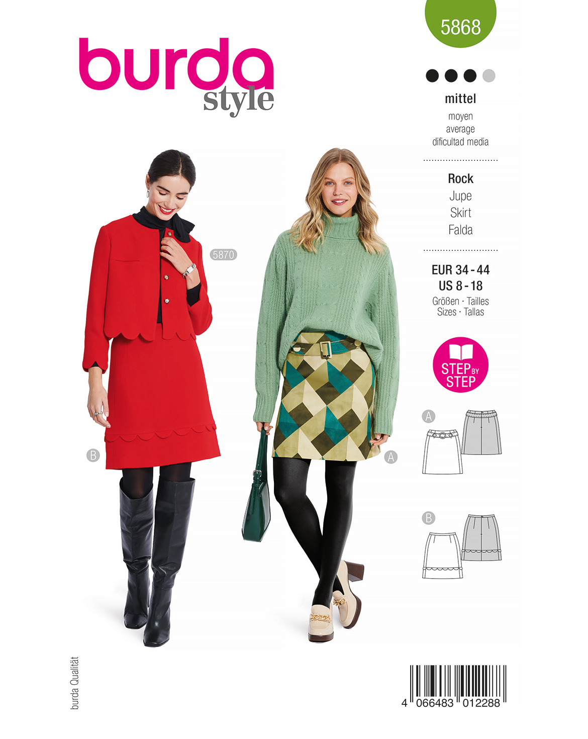 Piegrieztne svārkiem Burda syle 5868 Piegrieztne svārkiem Burda syle 5868