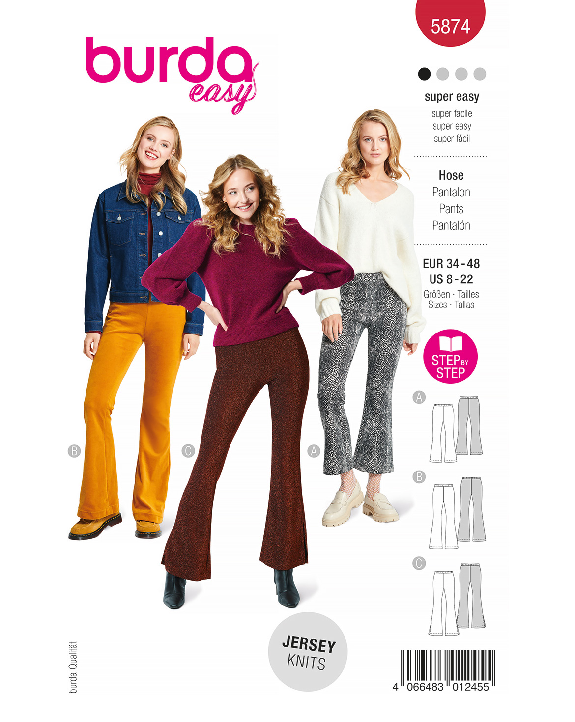 Piegrieztne biksēm Burda easy 5874 Piegrieztne biksēm Burda easy 5874