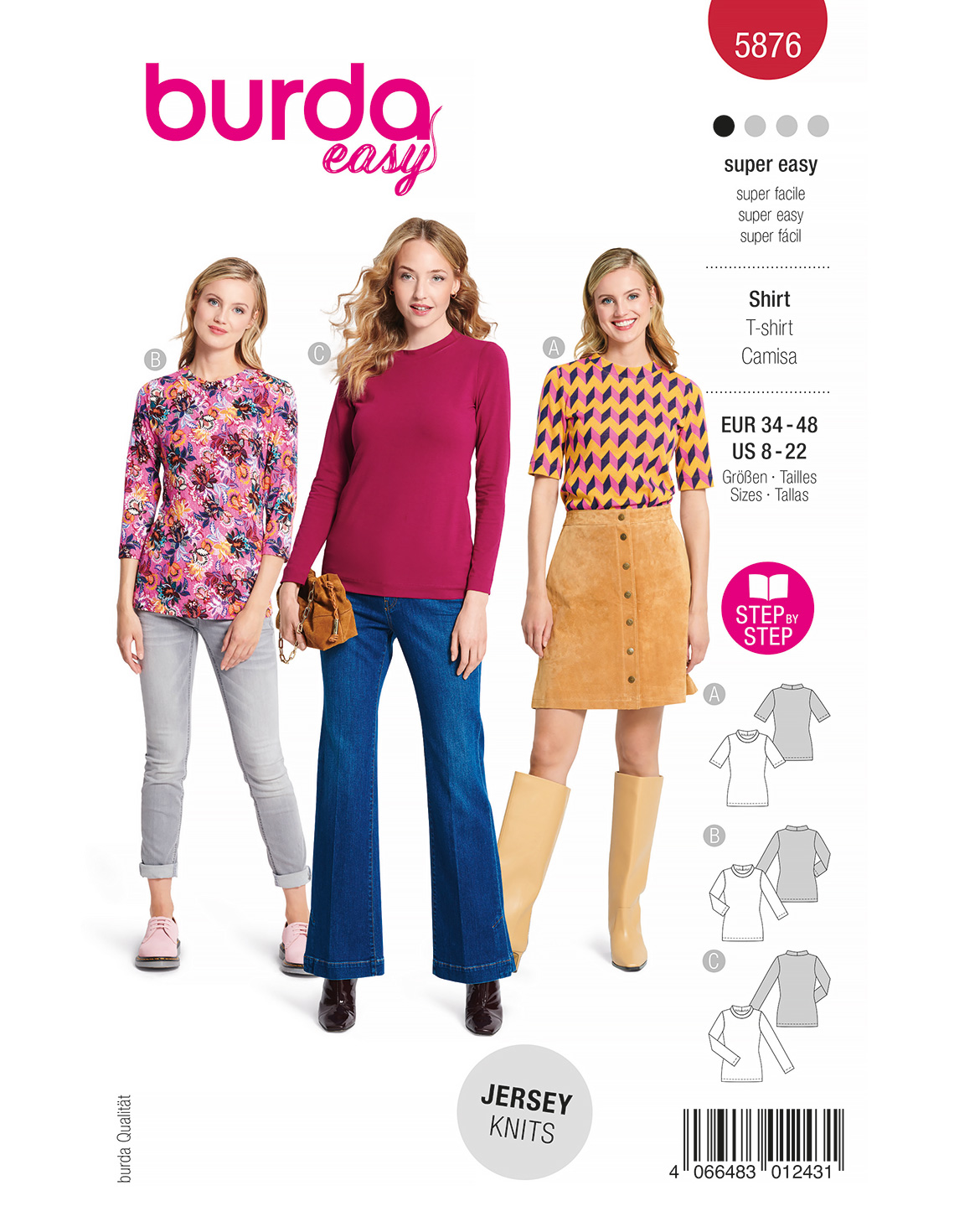 Piegrieztne t-krekliem Burda easy 5876 Piegrieztne t-krekliem Burda easy 5876