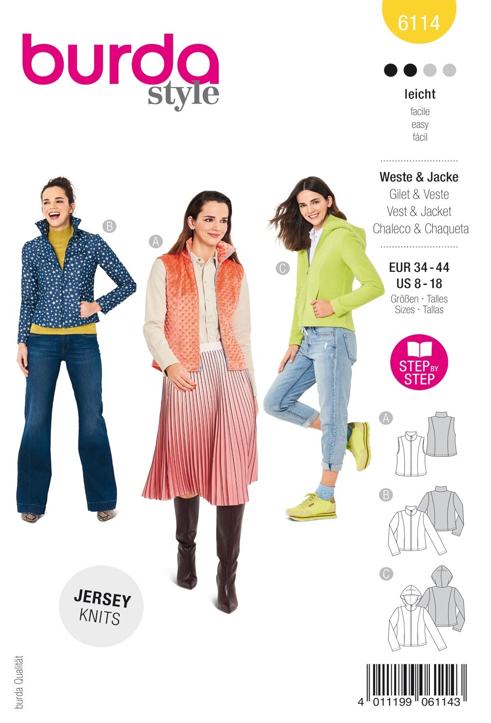 Piegrieztne vestei un jakai Burda style 6114 Piegrieztne vestei un jakai Burda style 6114