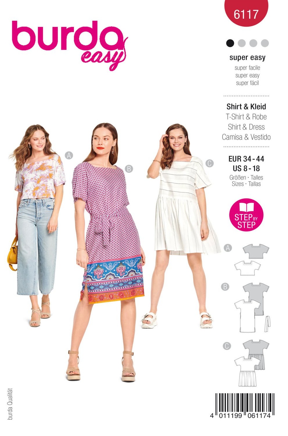 Piegrieztne t-kreklam un svārtkiem Burda easy 6117 Piegrieztne t-kreklam un svārtkiem Burda easy 6117