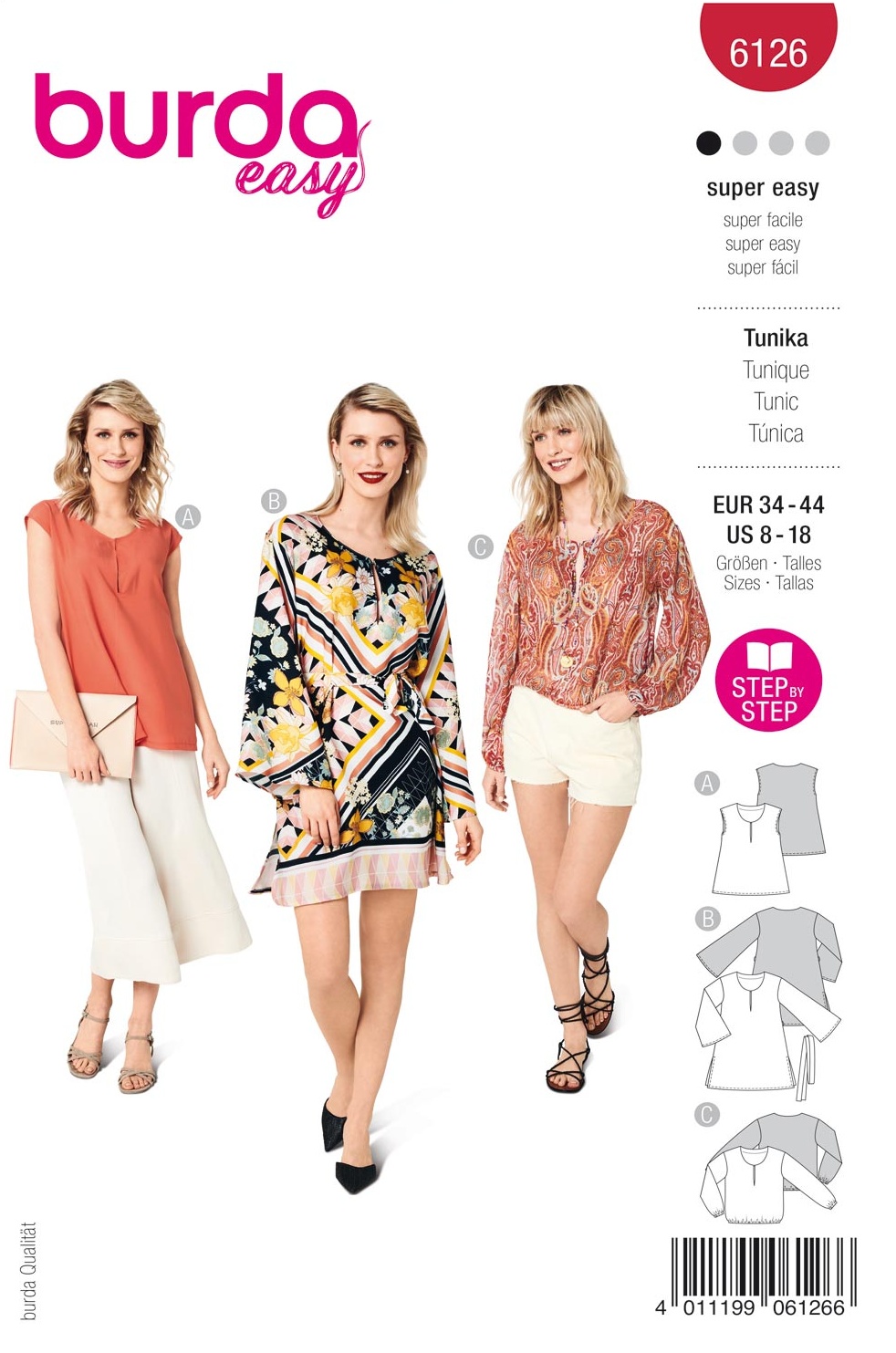 Piegrieztne tunikai Burda easy 6126 Piegrieztne tunikai Burda easy 6126