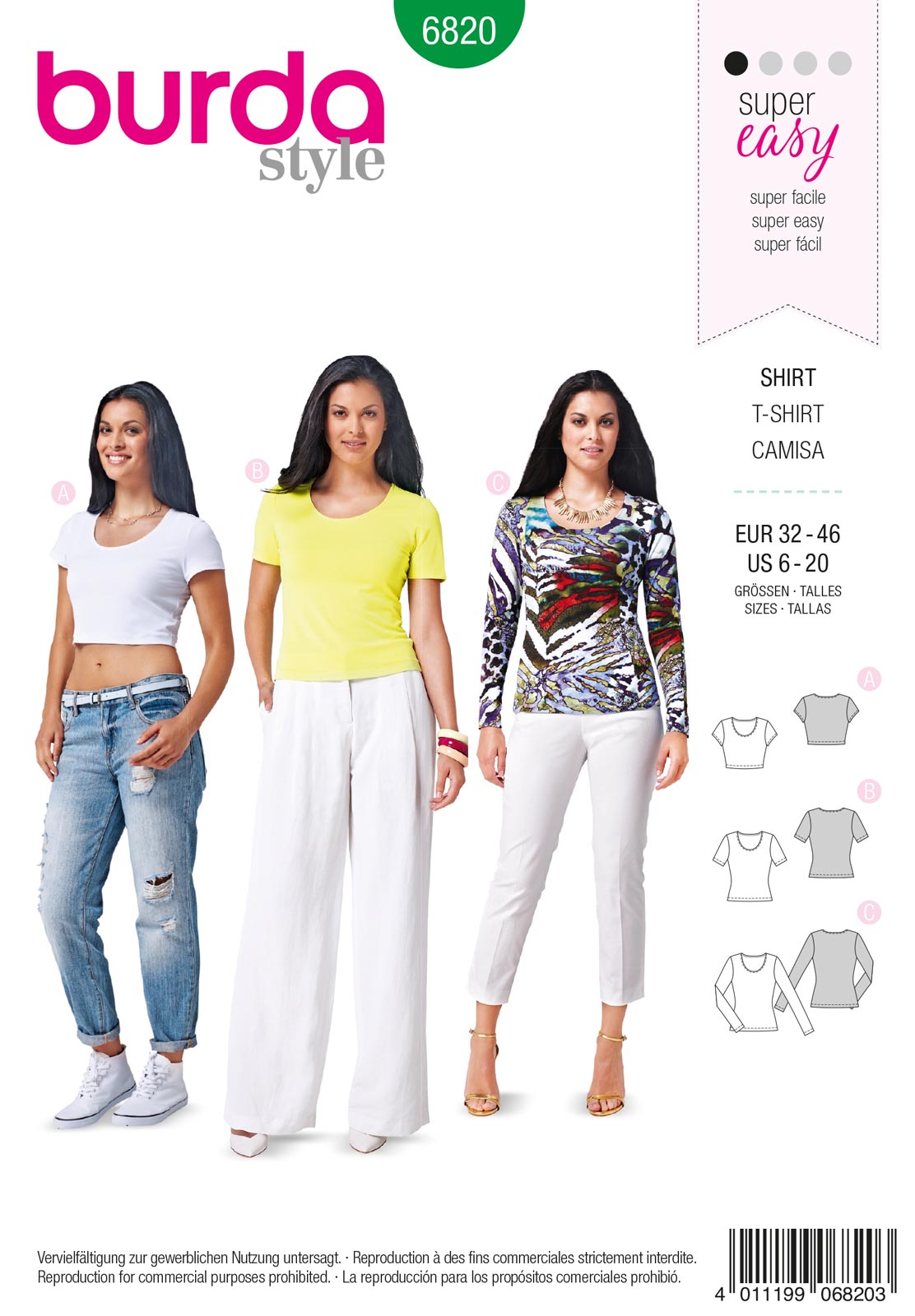 Piegrieztne t-kreklam Burda easy 6820 Piegrieztne t-kreklam Burda easy 6820