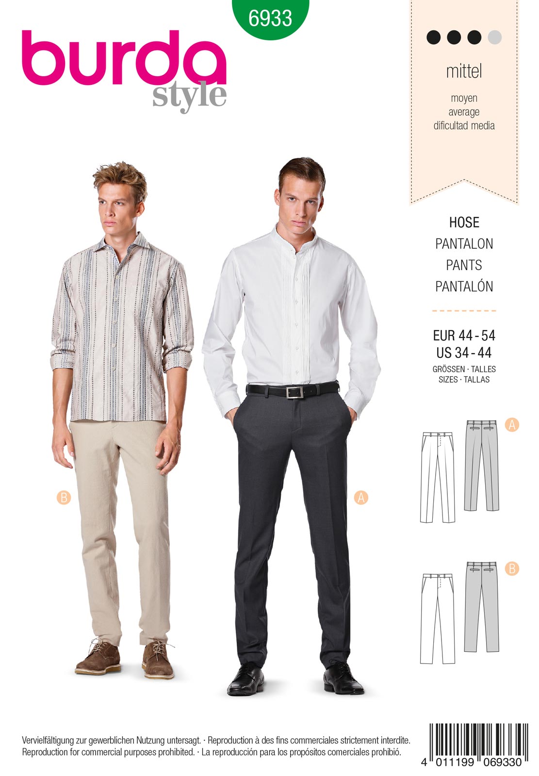 Piegrieztne vīriešu biksēm Burda style 6933 Piegrieztne vīriešu biksēm Burda style 6933