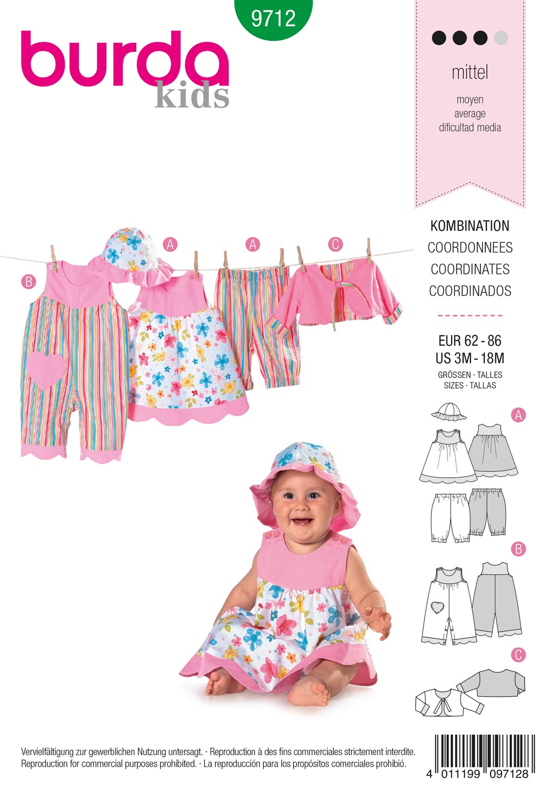Piegrieztne komplektam Burda kids 9712 Piegrieztne komplektam Burda kids 9712