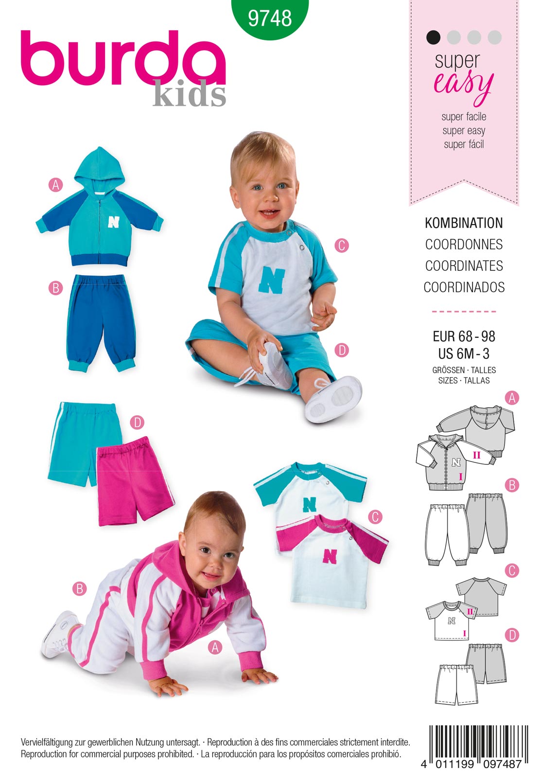 Piegrieztne kostīmam Burda kids 9748 Piegrieztne kostīmam Burda kids 9748