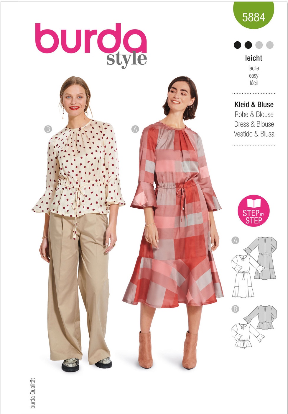 Piegrieztne kleitai un blūzei Burda style 5884 Piegrieztne kleitai un blūzei Burda style 5884