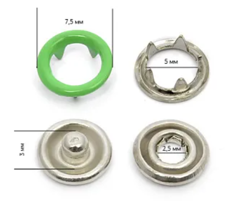 Kreklu spiedpogas 9.5mm gaiši zaļas 50gab. Kreklu spiedpogas 9.5mm gaiši zaļas 50gab.