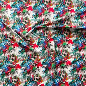 Plānā kokvilnas trikotāža Grafiti futbols 215gr/m² Plānā kokvilnas trikotāža Grafiti futbols 215gr/m²