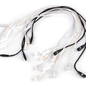 Poliestera aukliņas birkām ar drošības fiksatoru baltas (10gab)